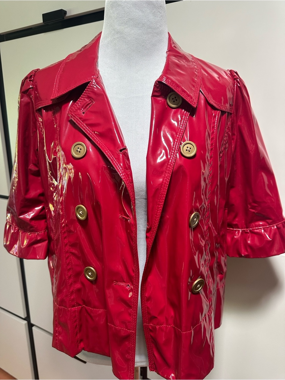 Cropped bright red rain jacket NWT